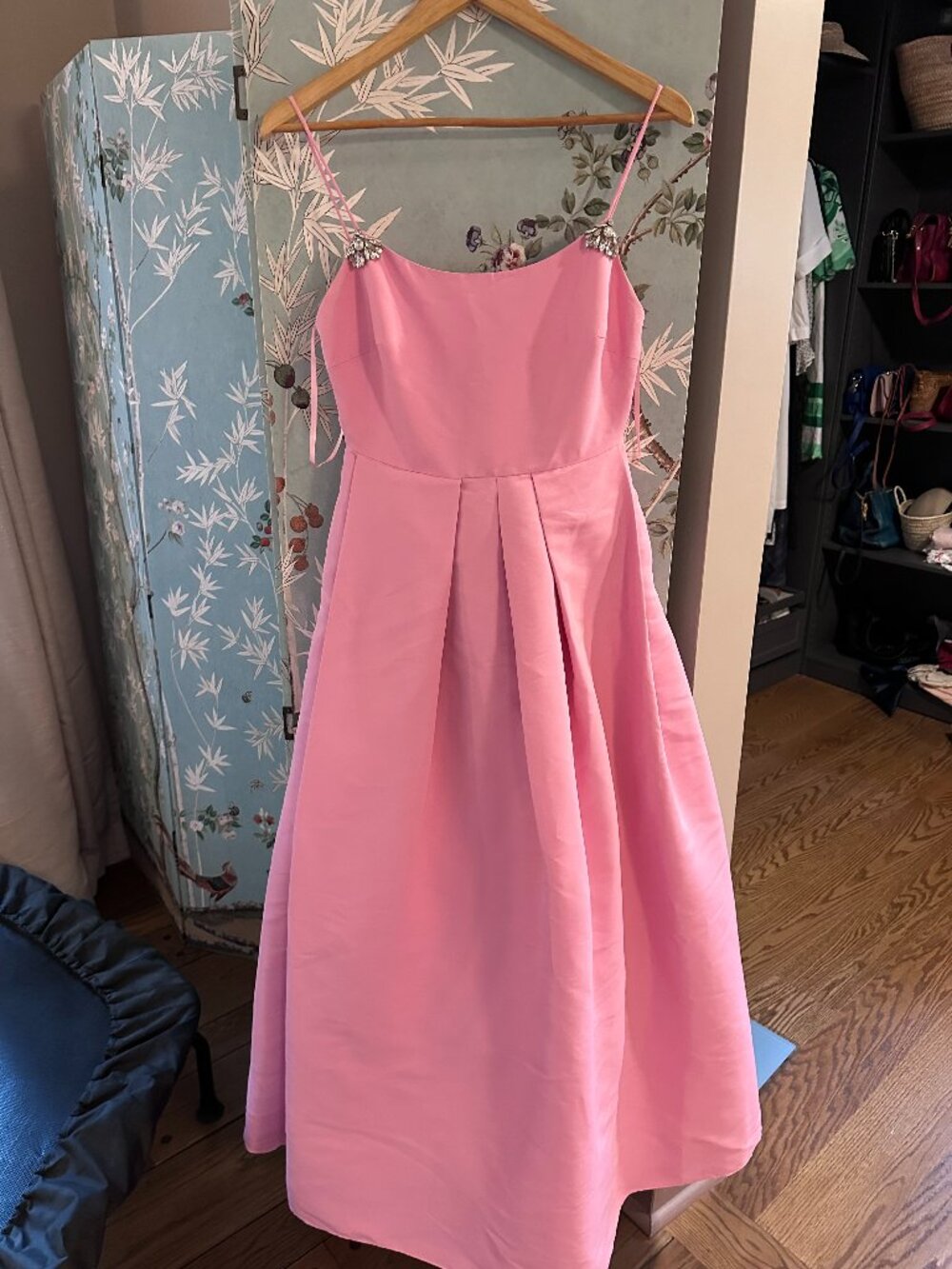 Sachin & Babi Pink Jeweled Strap A-Line Midi Dress Size 4